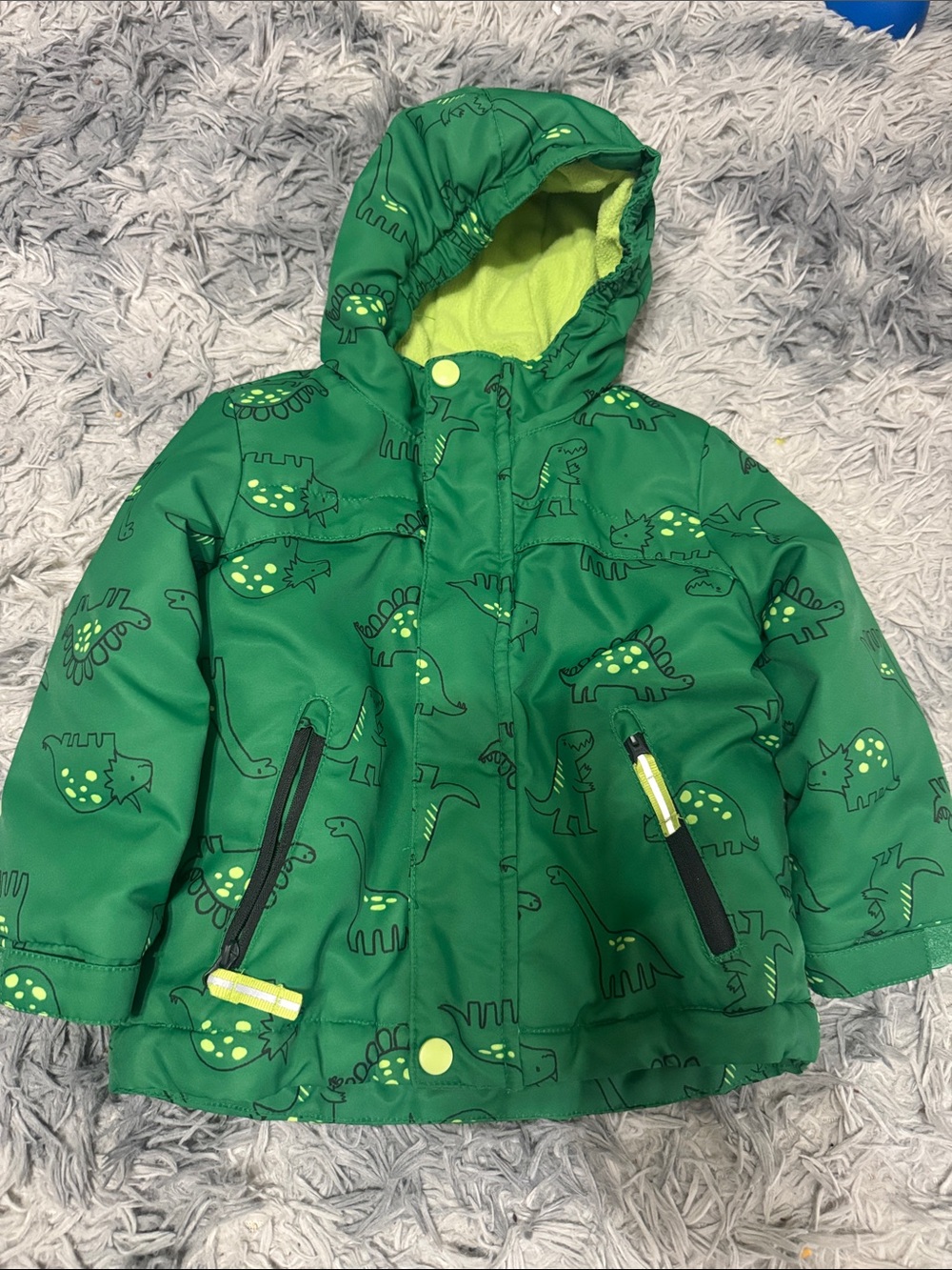 Cat & Jack Green Dinosaur Hooded Puffer Jacket
